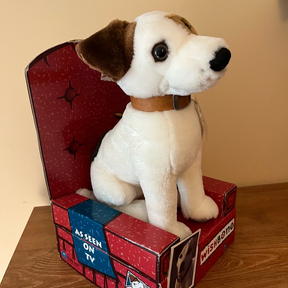 Vintage Large Wishbone plush dog with display chair